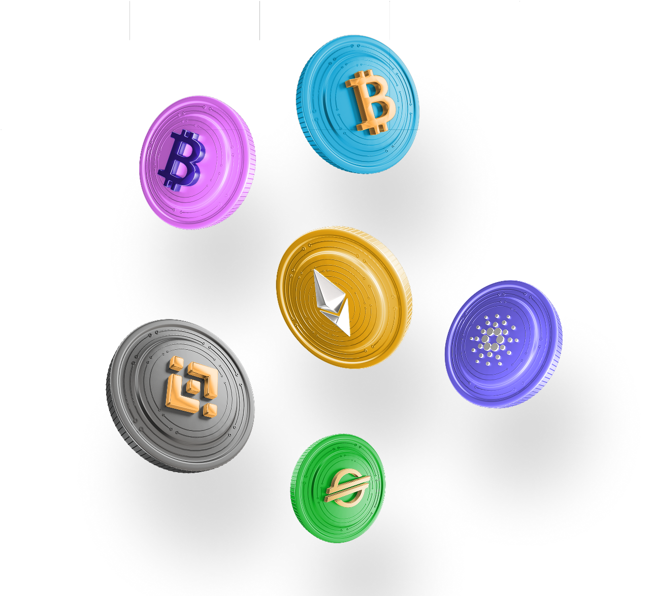 Supported crypto assets including BTC, ETH, BNB, ADA
